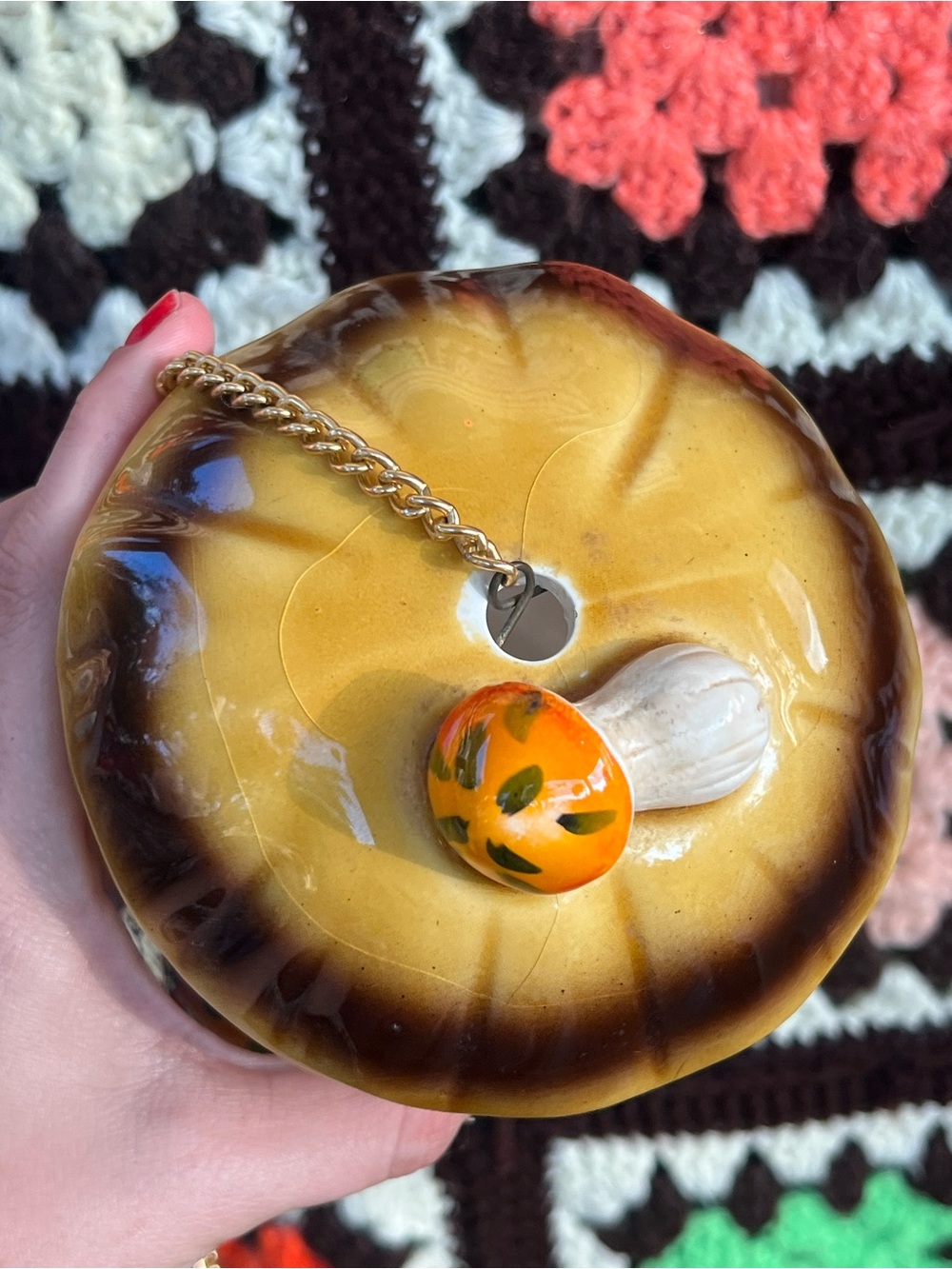 RARE Vintage Sears Roebuck 1976 Japan Ceramic Mushroom Hanging Planter - Picture 2 of 11